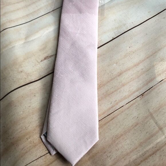New Tie Bar Linen & Silk Pink Wedding Tie - Picture 1 of 8